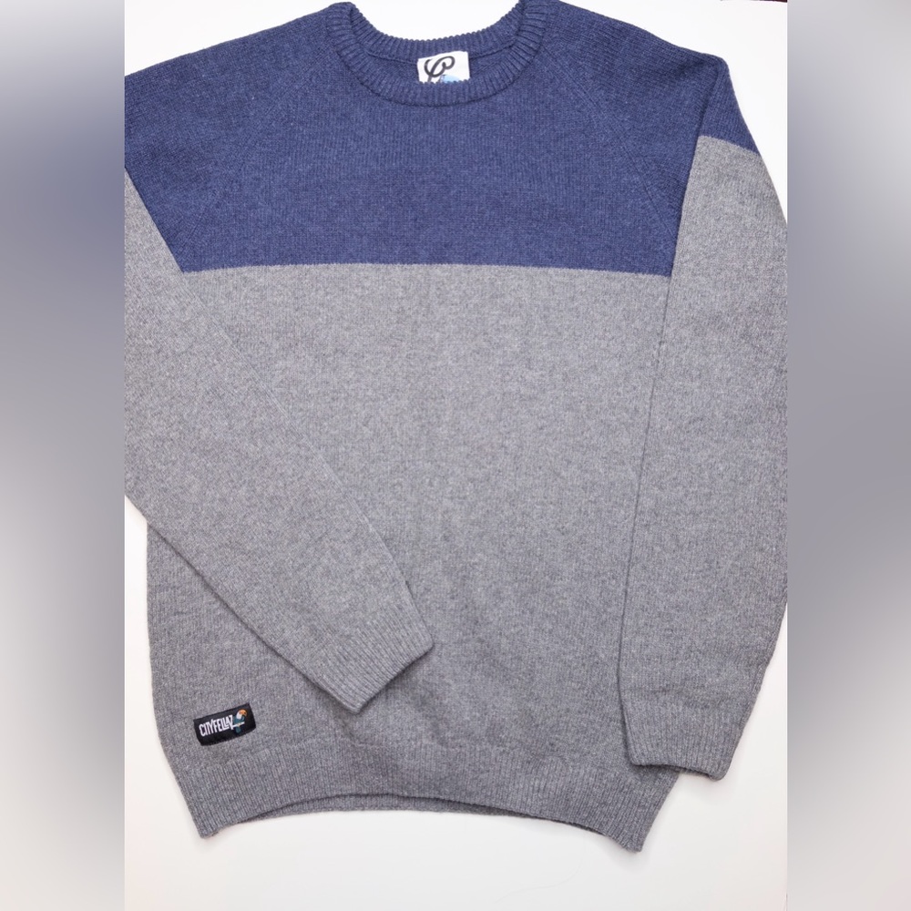 City Fellaz Copenhagen Blue Grey Lambswool Men's Size Large Sweater